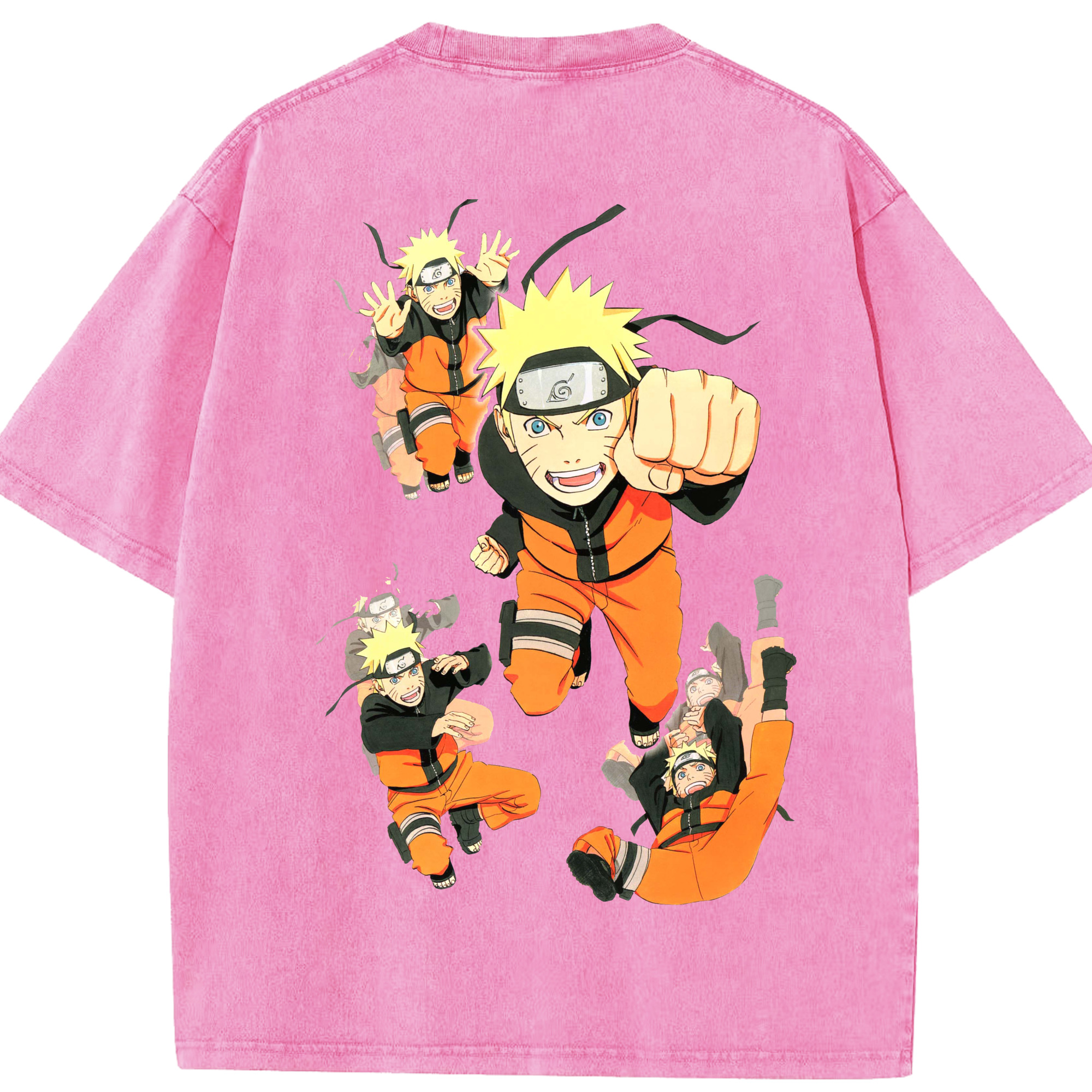 （画像用） NARUTO -ナルト- うずまき ナルト Uzumaki Naruto 綿100% ヴィンテージ風 半袖Tシャツ（背面プリント）